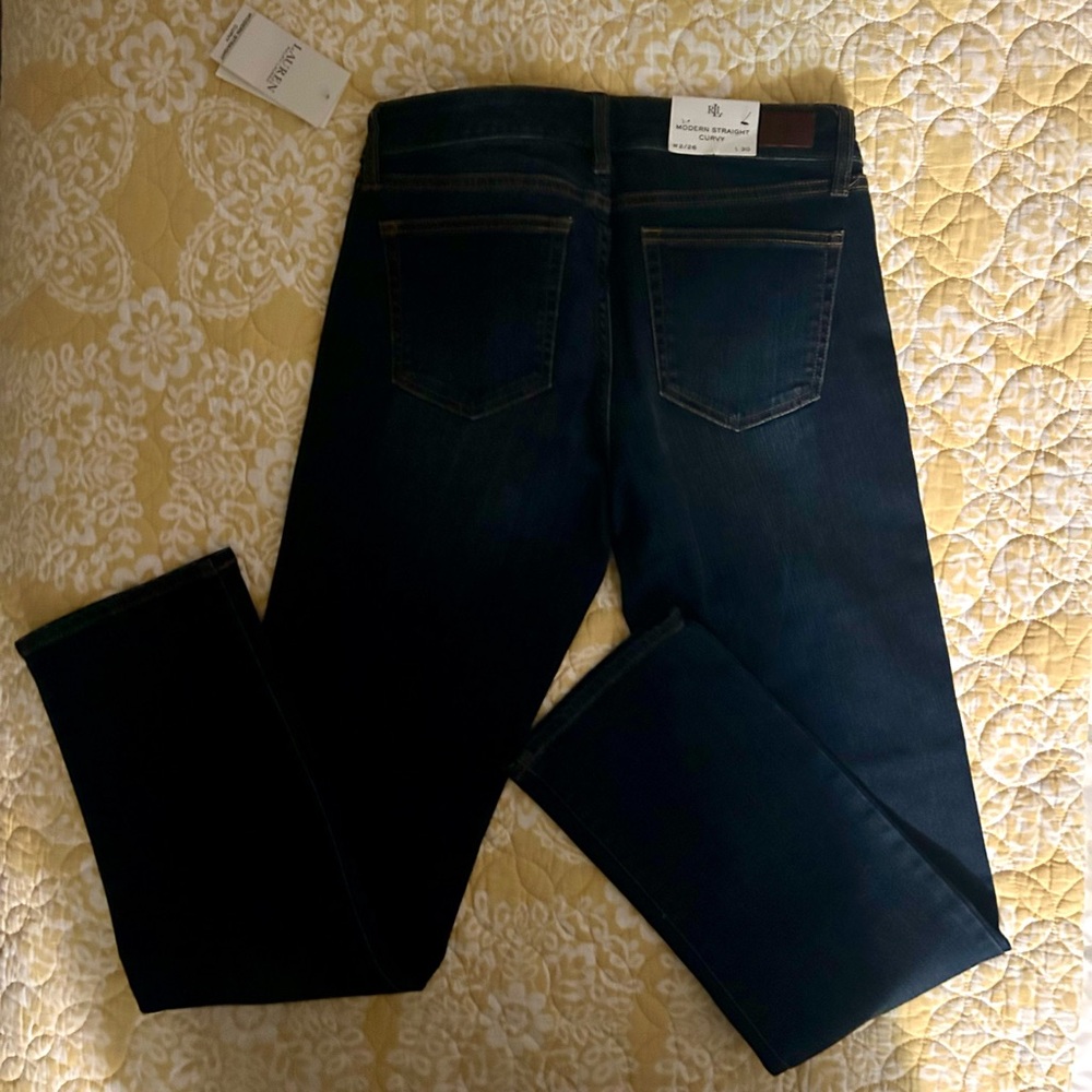 Lauren Ralph Lauren Dark Blue Women's Straight Leg Jeans, New with Tags. Size 2.